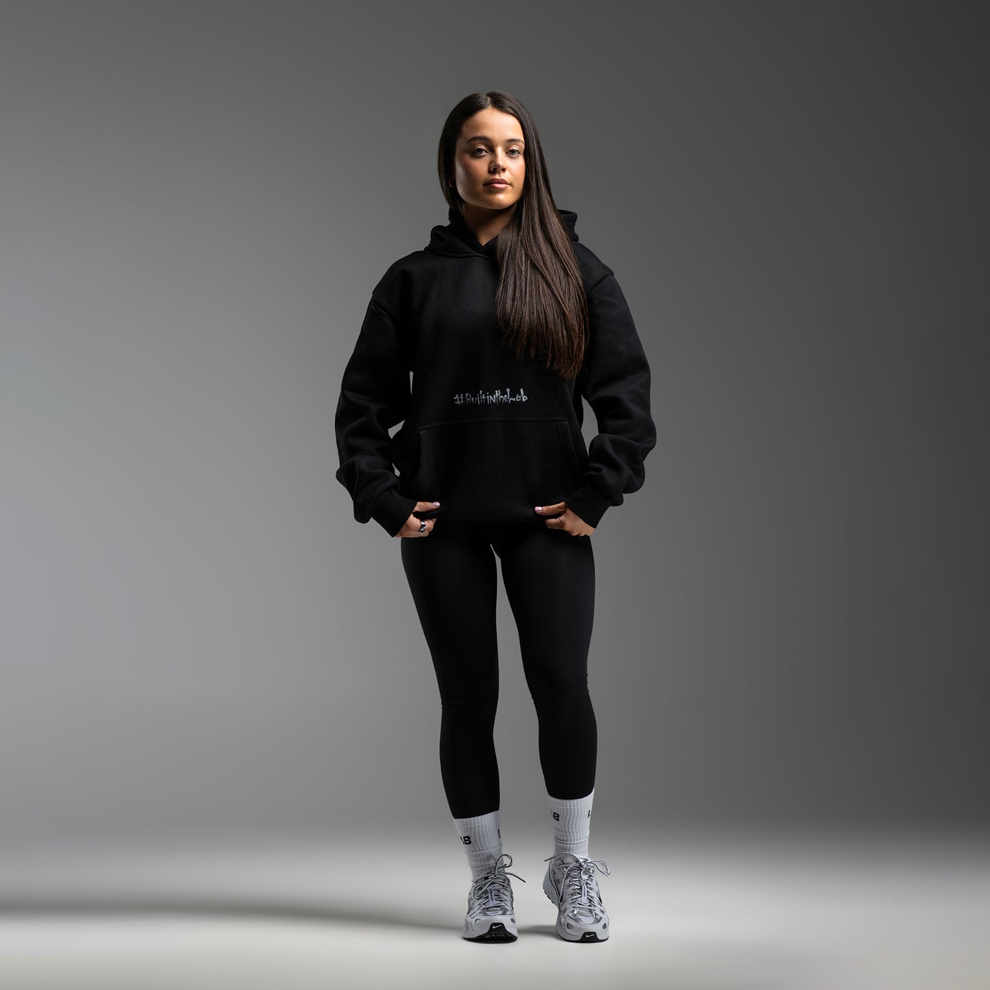 #BuiltInTheLab Skull Logo Hoodie - Jet Black Cotton Gym Hoodie