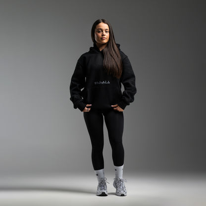 #BuiltInTheLab Skull Logo Hoodie - Jet Black Cotton Gym Hoodie