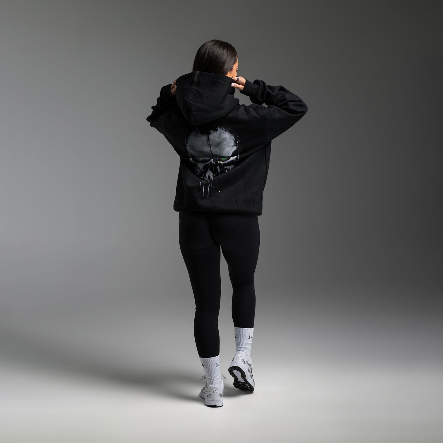 #BuiltInTheLab Skull Logo Hoodie - Jet Black Cotton Gym Hoodie