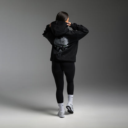 #BuiltInTheLab Skull Logo Hoodie - Jet Black Cotton Gym Hoodie