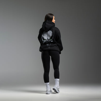 #BuiltInTheLab Skull Logo Hoodie - Jet Black Cotton Gym Hoodie