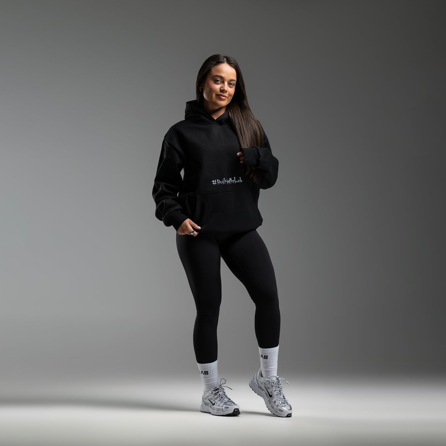 #BuiltInTheLab Skull Logo Hoodie - Jet Black Cotton Gym Hoodie