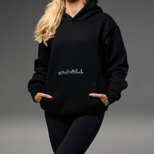 #BuiltInTheLab Skull Logo Hoodie - Jet Black Cotton Gym Hoodie