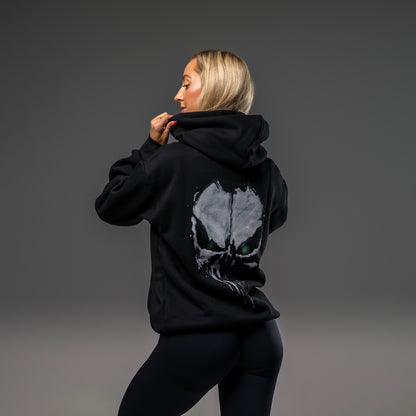 #BuiltInTheLab Skull Logo Hoodie - Jet Black Cotton Gym Hoodie