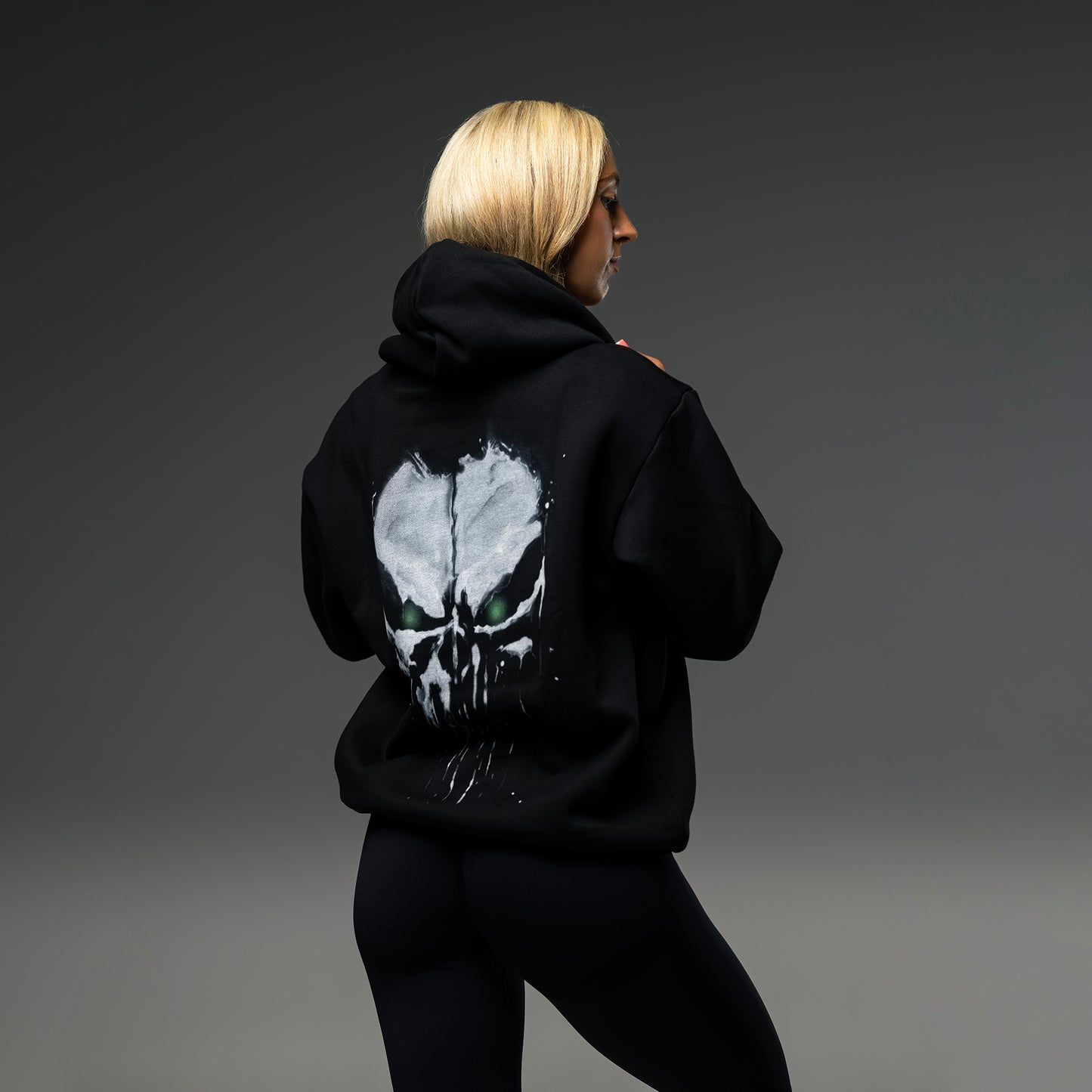 #BuiltInTheLab Skull Logo Hoodie - Jet Black Cotton Gym Hoodie