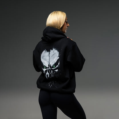 #BuiltInTheLab Skull Logo Hoodie - Jet Black Cotton Gym Hoodie