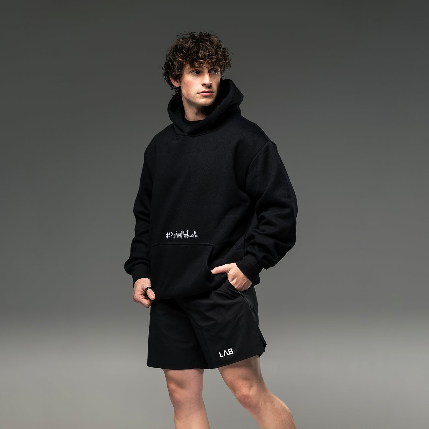 #BuiltInTheLab Skull Logo Hoodie - Jet Black Cotton Gym Hoodie