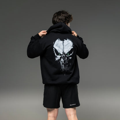 #BuiltInTheLab Skull Logo Hoodie - Jet Black Cotton Gym Hoodie