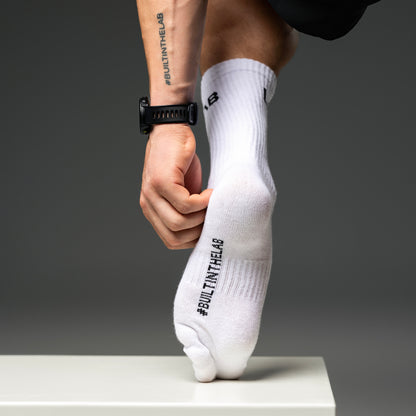 #BuiltInTheLab Crew Socks - Arctic White Everyday Training Socks